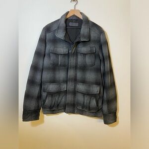 ROGUE STATE Brand Heavy Wool Jacket Coat Plaid Flannel Black Grey Sz M